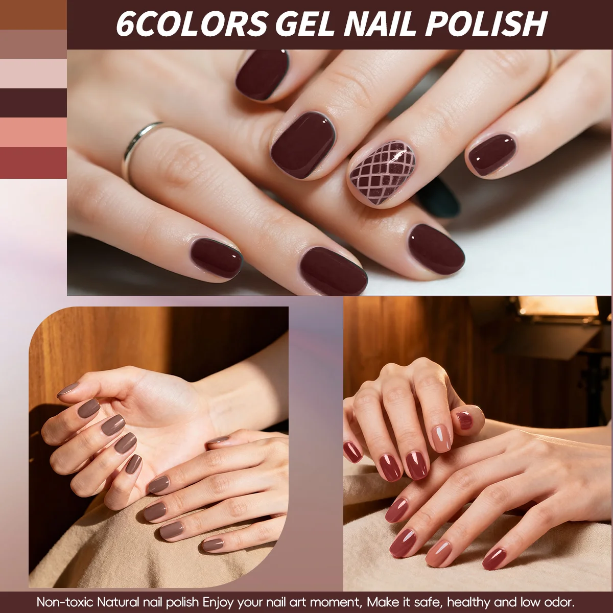 VOKY 6-teiliges Nagelset, geeignet für alle Jahreszeiten, geeignet für DIY-Nagelkunst-/Fußpflegesets, mit glatter Textur für Feiertagsnägel