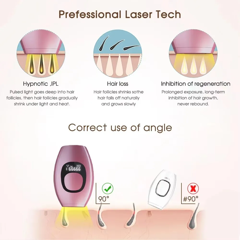 999,999 Flashes Bikinis IPL Pulses Epilator Painless Laser Hair Removal Facial Professional Depilator Devices LCD Display image 3