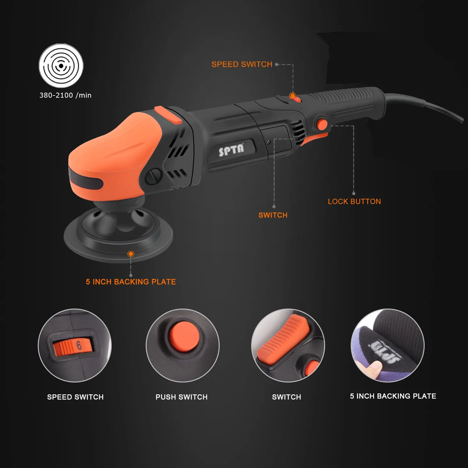 SPTA CP502 5-Zoll-Rotationspolierer: Der praktische Allrounder für perfekte Autopflege zu Hause