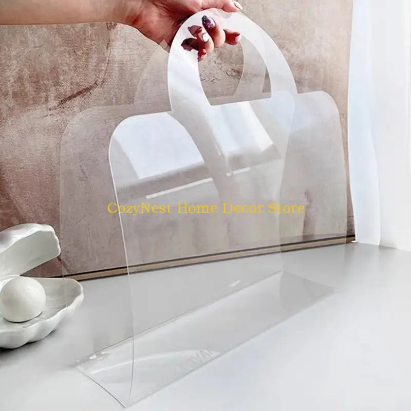 92MF Acrylic Handheld Flower Box Gift Wrapping Bags with Handles Reusable Tote Bags for Bachelorette Bridesmaid Wedding