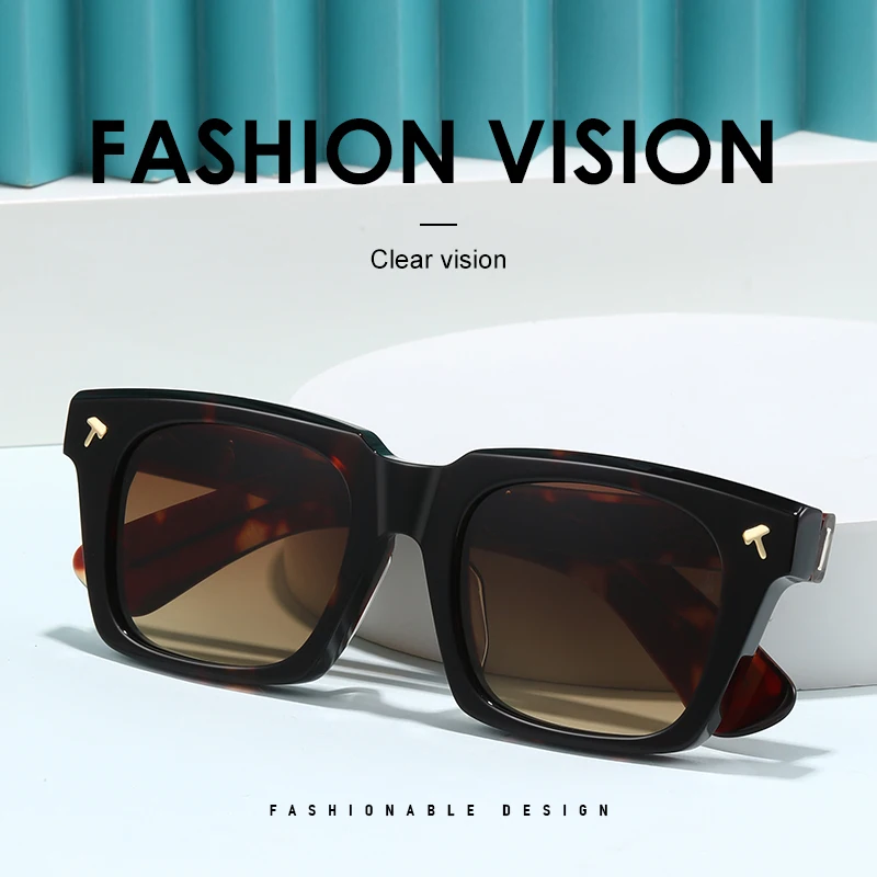 Luxury Brand Square framed tortoiseshell fashion sunglasses SQUENTIN Men designer handcrafted sun glasses Retro Acetate Sunglass