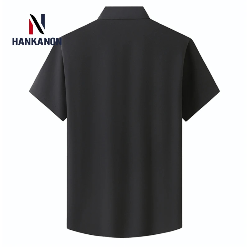 9XL-L Solid Color Lightweight Short-sleeved Formal Shirt for Men, Breathable Stretchable Short-sleeved Business Casual Shirt.