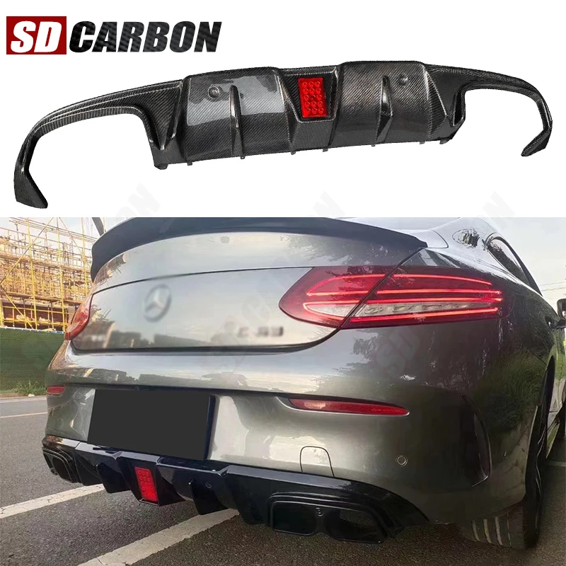 

For Mercedes Benz C Class W205 C63 2015-2021 2 doors Carbon Fiber Rear Diffuser Rear Bumper Splitter Lip Diffuser Cover Body Kit