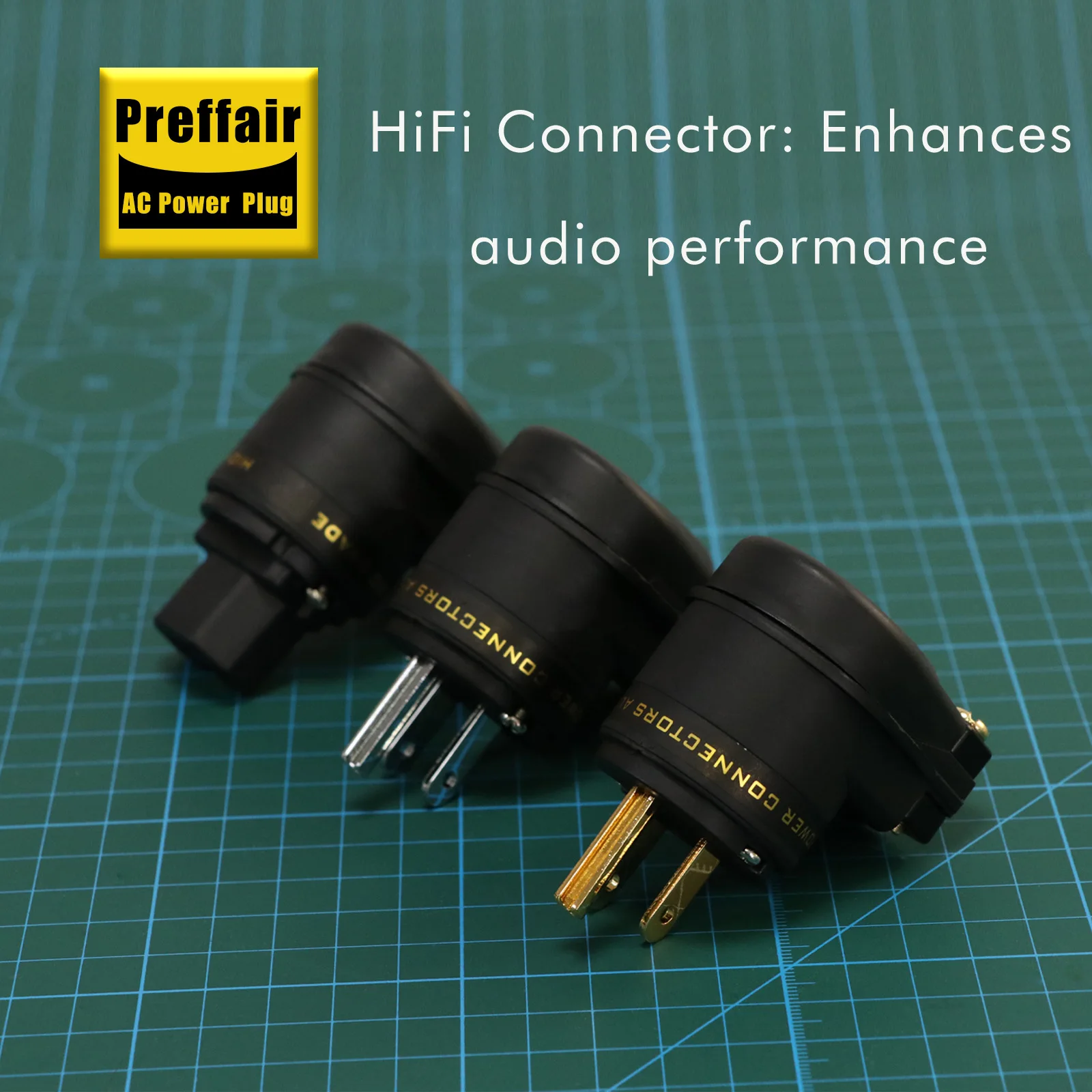 High Quality Preffair Rhodium /Gold Plated US/SCHUKO Mains Right Angle Male Plug to IEC C13 Female Socket HIFI Power Connector