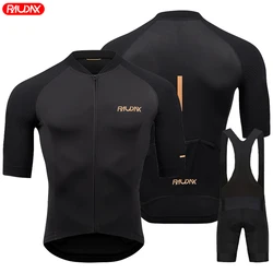 Raudax Team 2024 Men Summer Short Sleeve Cycling Jersey Set MTB Maillot Ropa Ciclismo Bicycle Wear Breathable Cycling Clothing