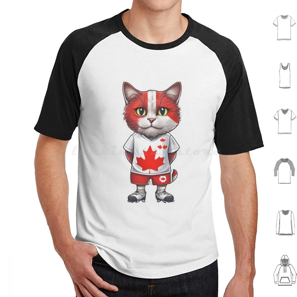 Canada Sports Team : A Cat Wearing Colours Of Canadian Flag D09 Hoodie cotton Long Sleeve Cat Cats Кот Sports Soccer Футбол