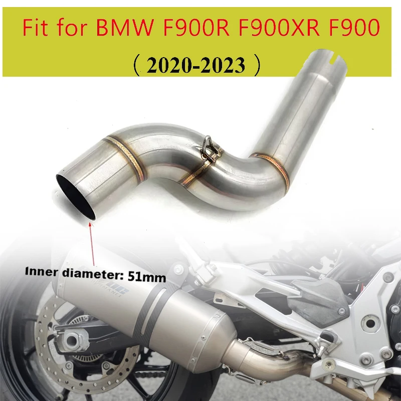 العالمي 51 مللي متر الانزلاق على صالح دراجة نارية العادم الهروب أنظمة واجهة منتصف وصلة الأنابيب لسيارات BMW F900R F900XR F 900 R XR 2020 - 2023