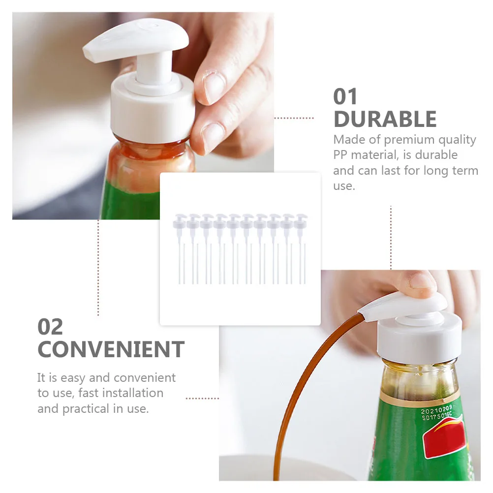 

10 Sets Oyster Sauce Squeezer Bottle Replacement Pumps Nozzle Shampoo Ketchup Pp Spout