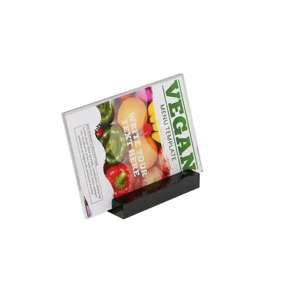 5pcs 90*60mm Acrylic Sign Holder Display Stand Slant Back Desk Sign Holder Frame Label Display Desk Sign Stand Holder