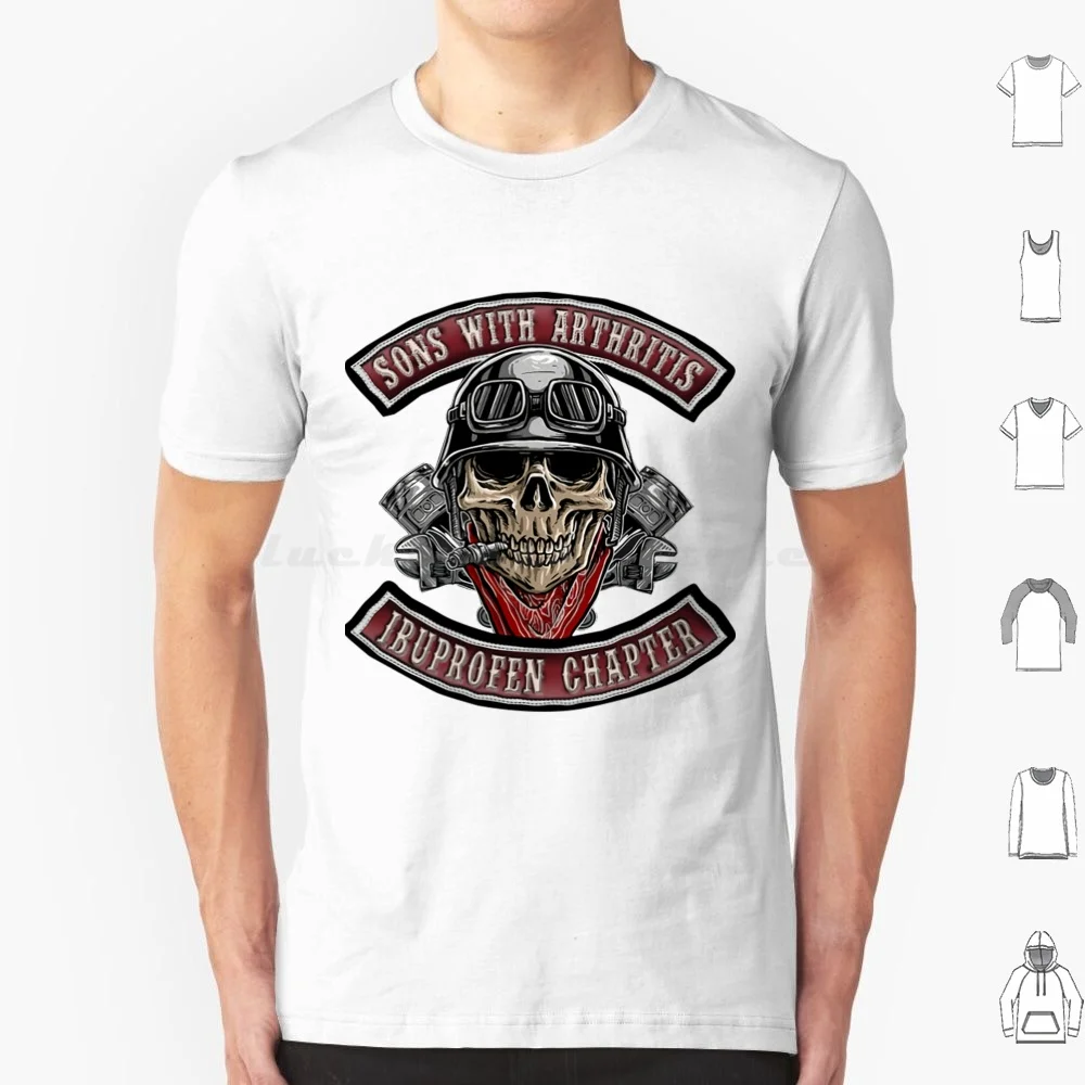 

Футболка Biker Skull Sons With Ibuprofen Chapter 6xl, хлопковая крутая футболка Biker Chapter Ibuprofen Skull Son Biker Skull Sons With