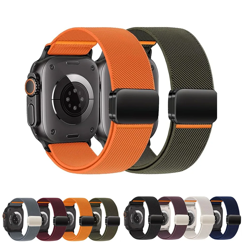

Магнитный нейлоновый ремешок для Apple Watch Ultra 2/3 Ремешок 49 мм 46 мм 45 мм 44 мм 42 мм 41 мм 38 мм Ремешок для часов iWatch 11 10 9 8 7 6 5 4 SE