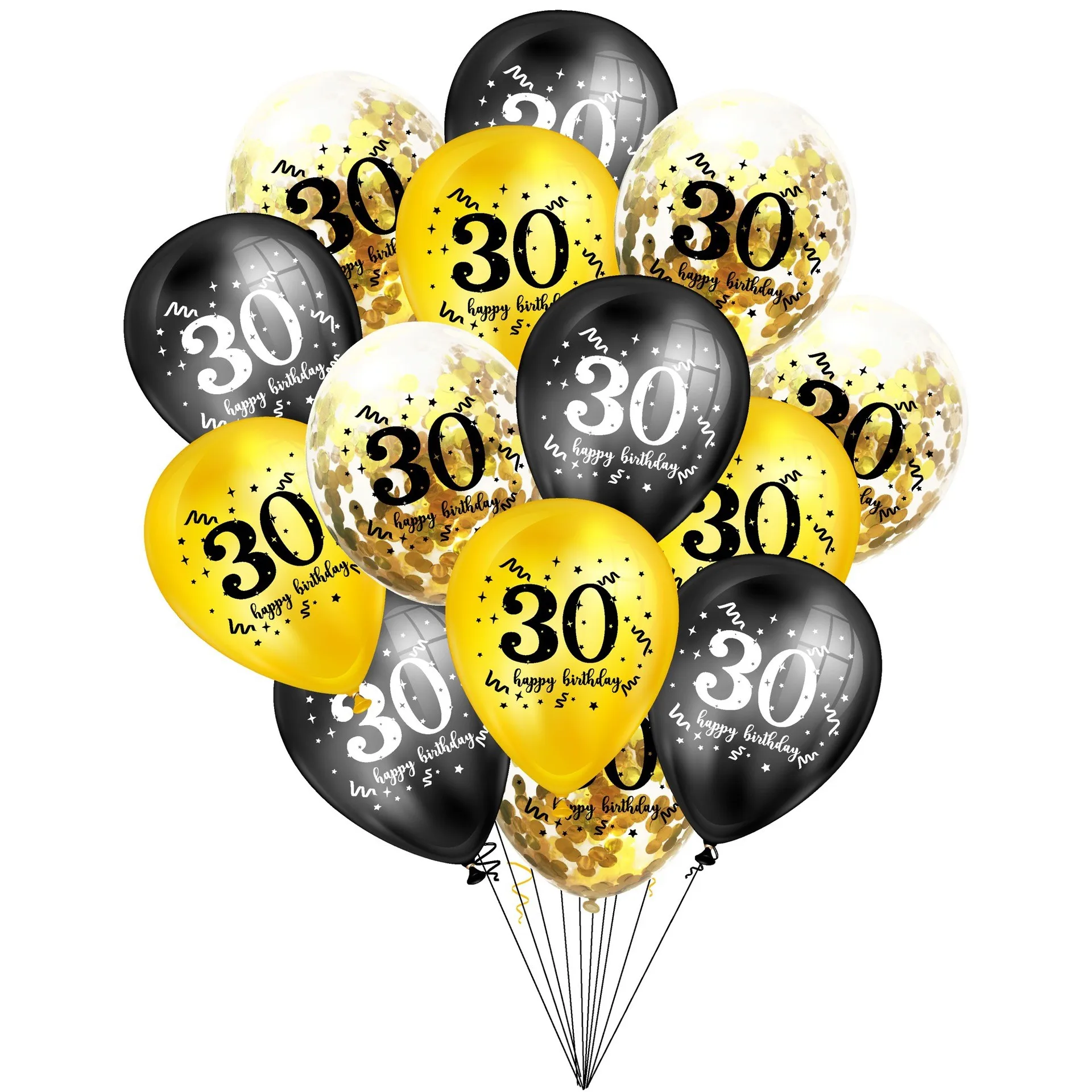 

Happy Birthday Digital Balloons Set, Disposable Confetti Balloons,40 Years Old, 30Pcs