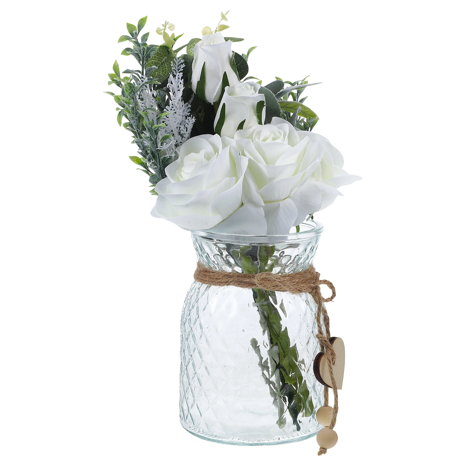 

1 set 1 Set Artificial Flower Bouquet With Vase Wedding Home Office Decor Decorative Vase Simulated Flowers Ornament Flower Prop