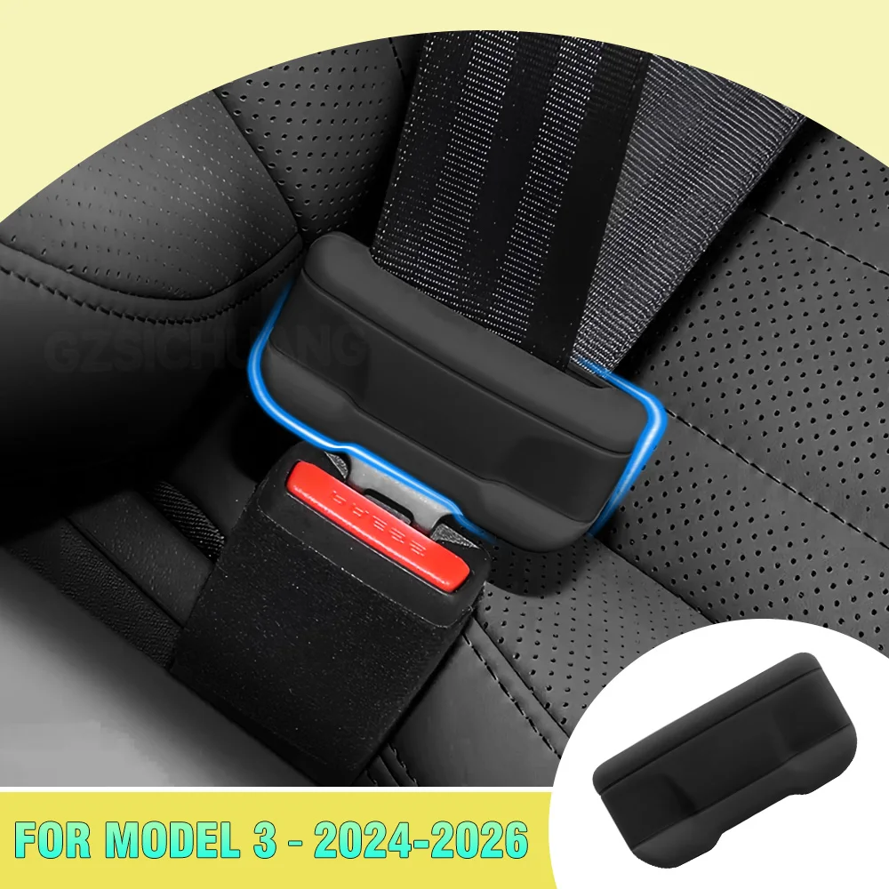 

For Tesla Model 3 2021 2022 2023 Highland 2024-2026 Car Seat Belt Cover Silicone Seat Belt Protective Cover Interior Accessories