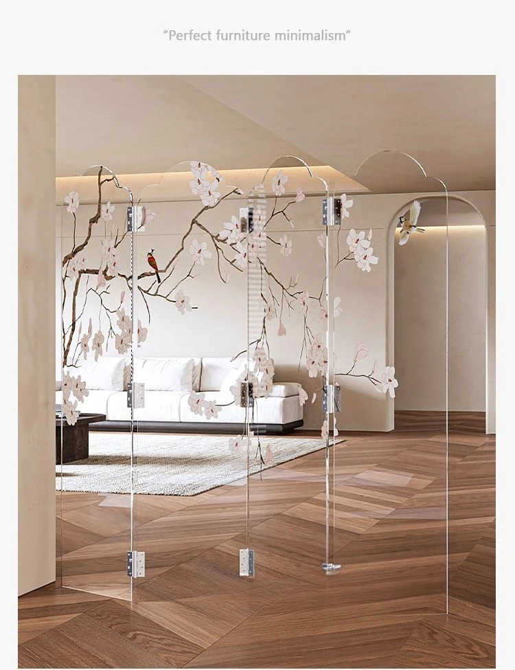 

Living room foldable mobile blocking semi-transparent light screen