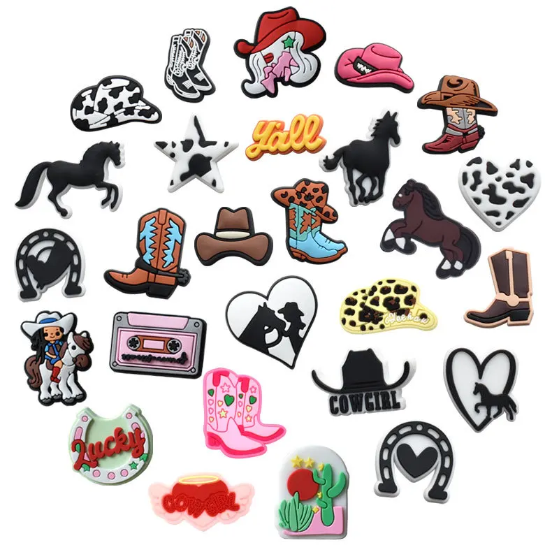 1Pcs PVC Wild Cowboy Shoe Charms For Crocs Shoes Accessories DIY Pins Women Jeans Decoration Badge Boys Kids X-mas Favors Gifts