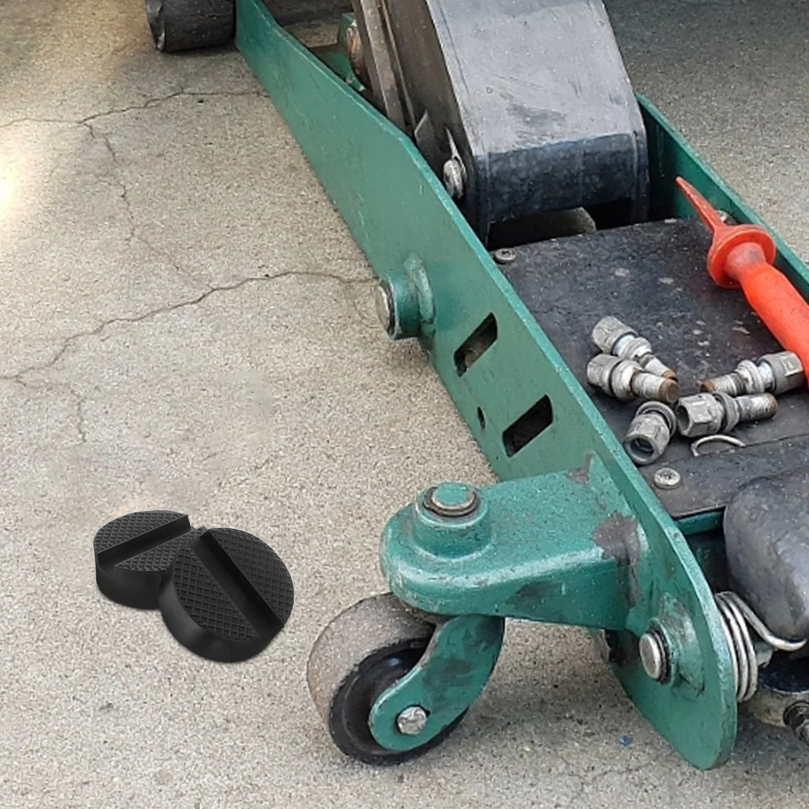 2pcs Universal Rubber Pad For Heavy Duty Floor Jack Support Base Slotted Design Jack Stand Cushion Anti-Slip Lifting Repair Tool