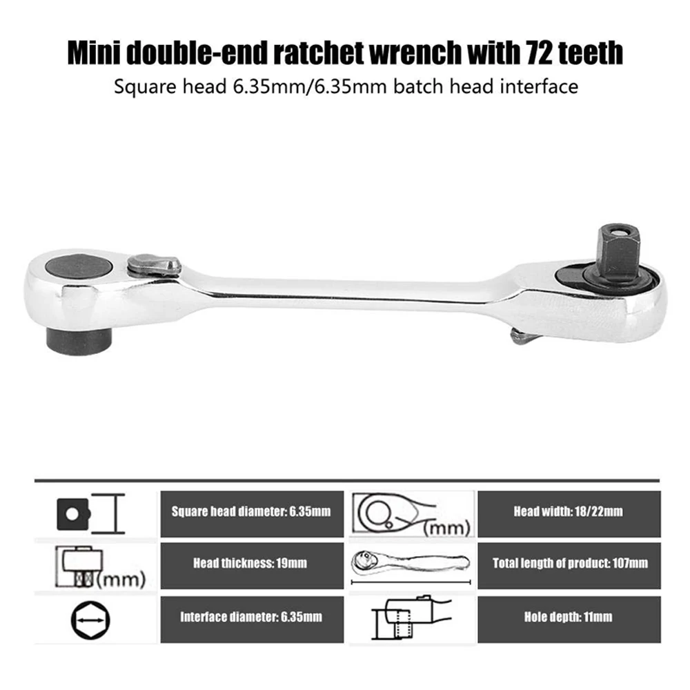 1/4 Inch Dual Head Quick Socket Portable Wrench,Wrench Screwdriver Hex Torque Wrenches Set 2-in-1 Ratchet