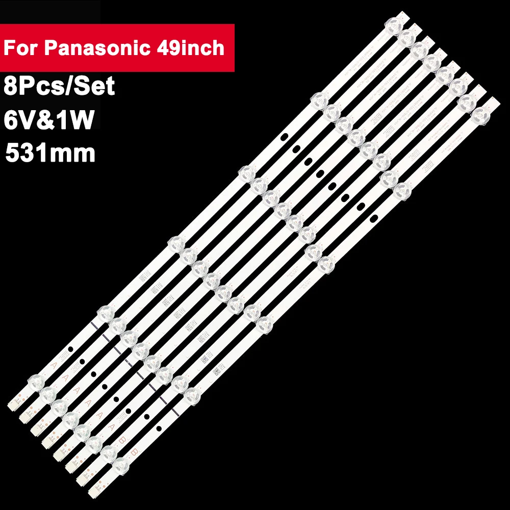 

8pcs LED Strip TV Backlight For Panasonic 49inch TX-49FX555B Lsc490Fn02-V01 49V5863DG LT-49C890 TX-49GS352B 49UD8400 TX-49GX550B