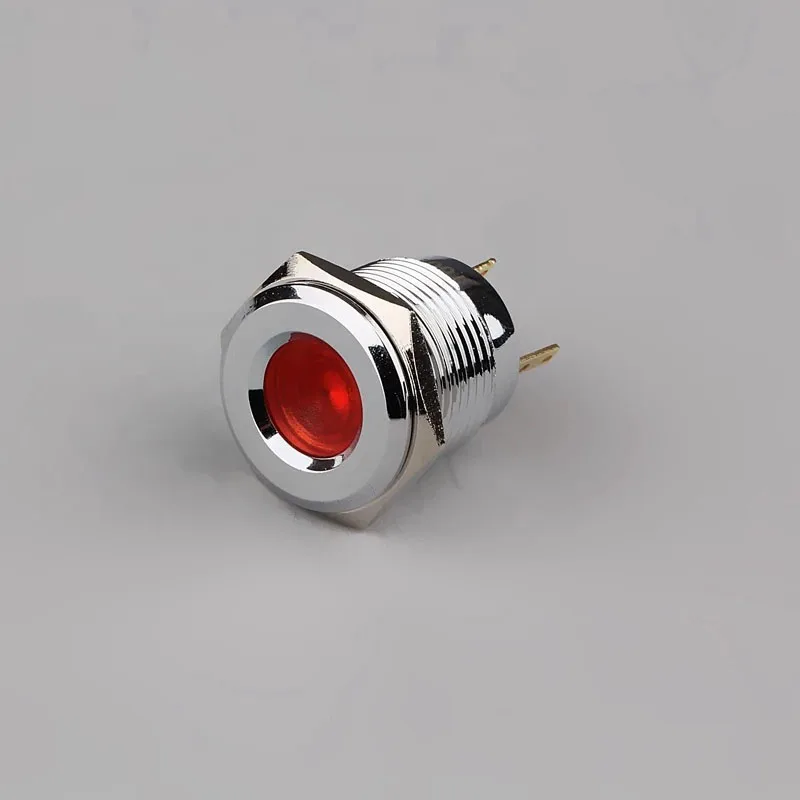 16MM LED Indicator Soldered Pins Or Wiring Terminal Copper Chrome Plating