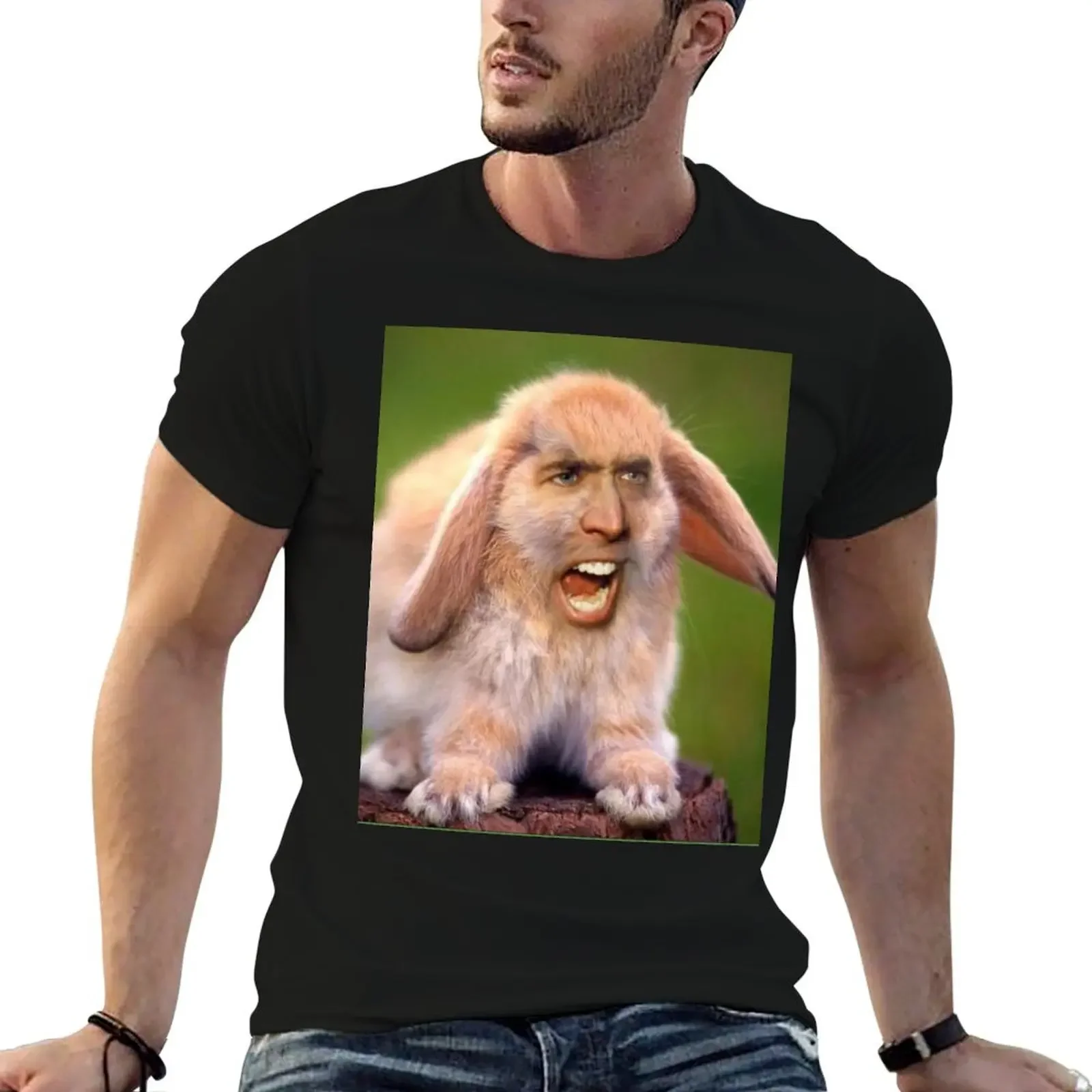 

Nicholas Cage(d rabbit) T-Shirt kawaii clothes funny shirt cotton shirts men graphic