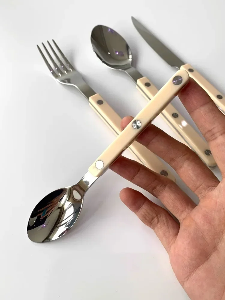 Ahunderjiaz-Stainless Steel French Knife, Fork and Spoon Set, Western Steak Dinnerware, Kitchen, Kitchen, Barware, 4Pc Set
