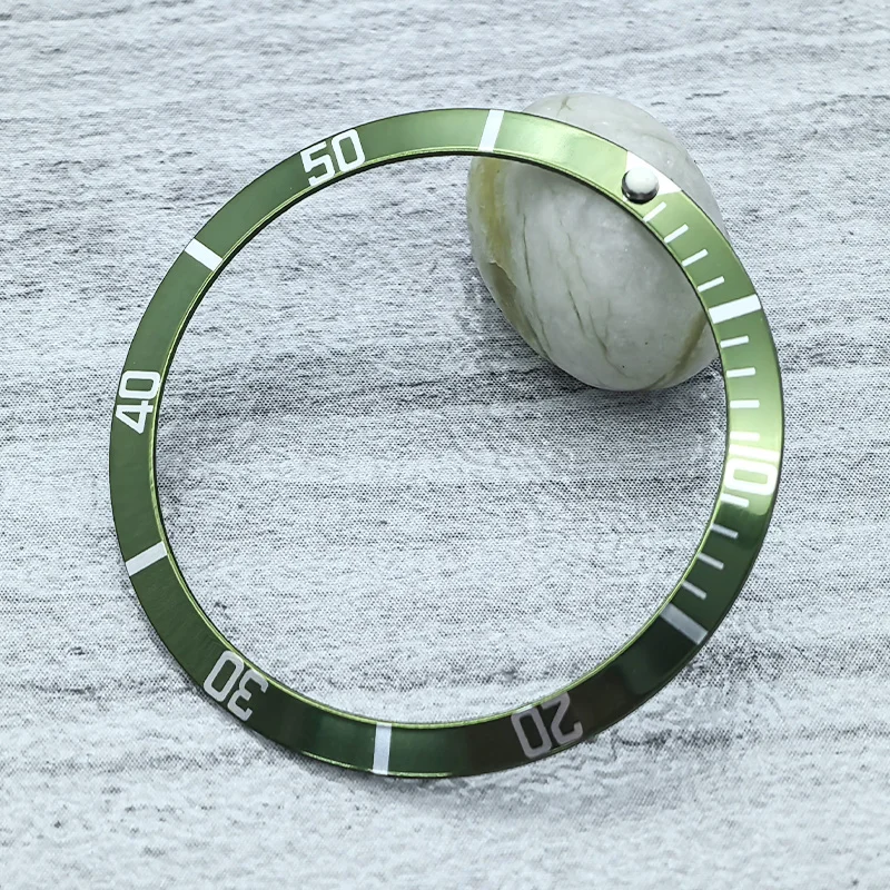 Mod 36,5 mm x 30,6 mm gebogener Retro-Uhrenlünetteneinsatz aus Aluminium, passend für Vintage Submariner für NH35-Uhrenzubehör, Gehäusering