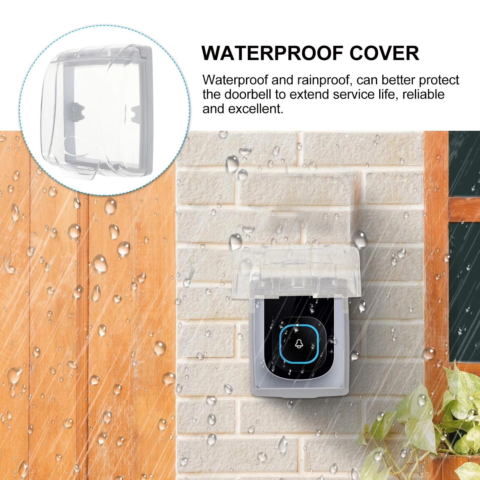 

Plastic Waterproof Doorbell Cover Clear Transparent Outdoor Protector Splashproof Box Shield Door Lock Handle Display