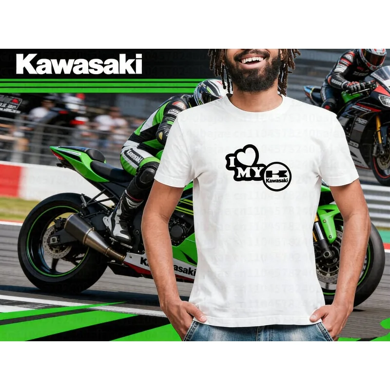 

Летняя быстросохнущая дышащая футболка Kawasaki из 100% хлопка с принтом, тонкая, для мужчин и женщин, для мотоциклистов, комфортная