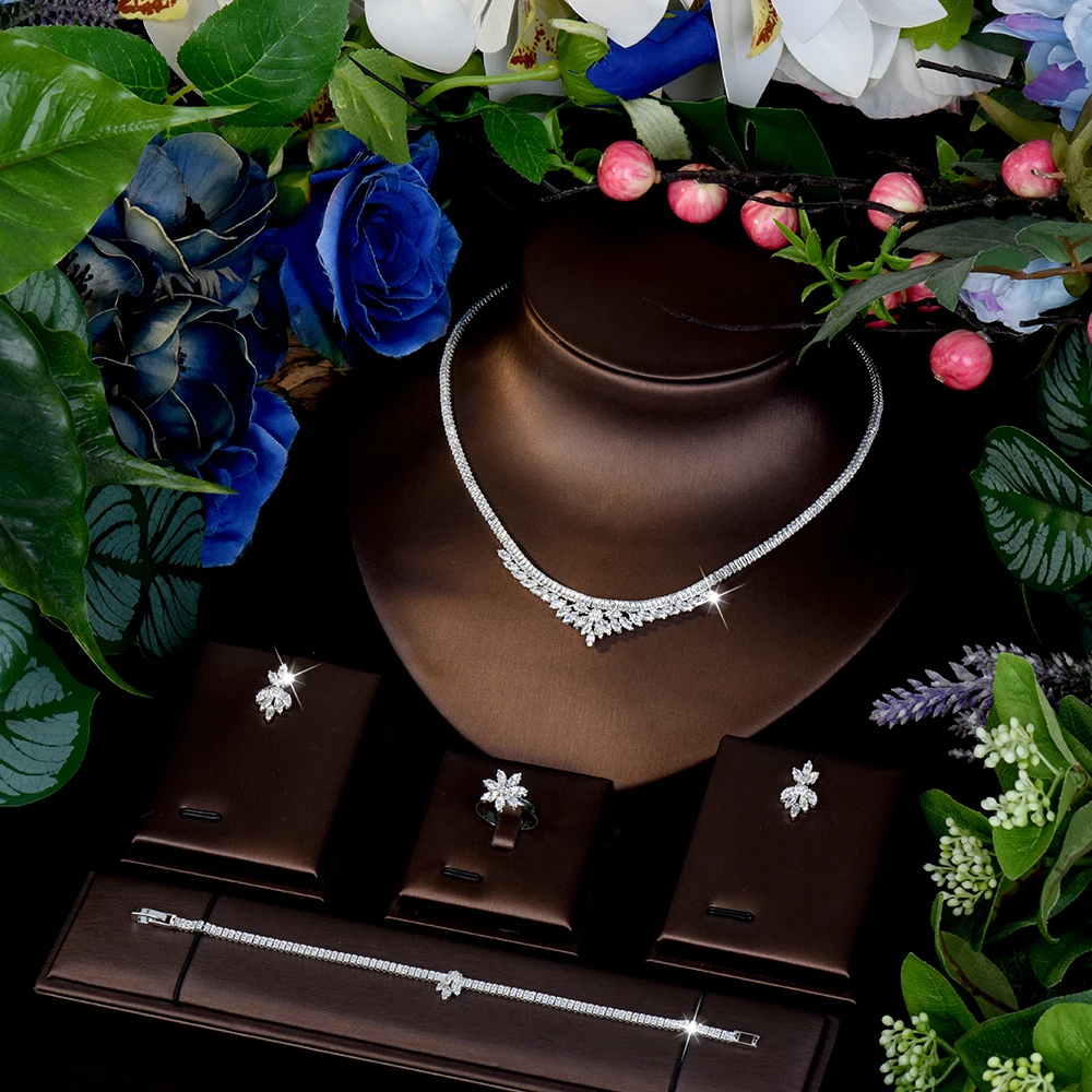 

HIBRIDE повседневные нишевые украшения, милое ожерелье, серьги, браслет, женский легкий роскошный свадебный подарок на праздник S-1100