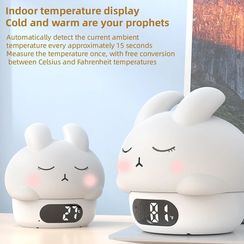 Alarm Clock Night Ligh, Silicone Pat Light with Alarm Clocks, for Girls Children Birthday Gift-AT35