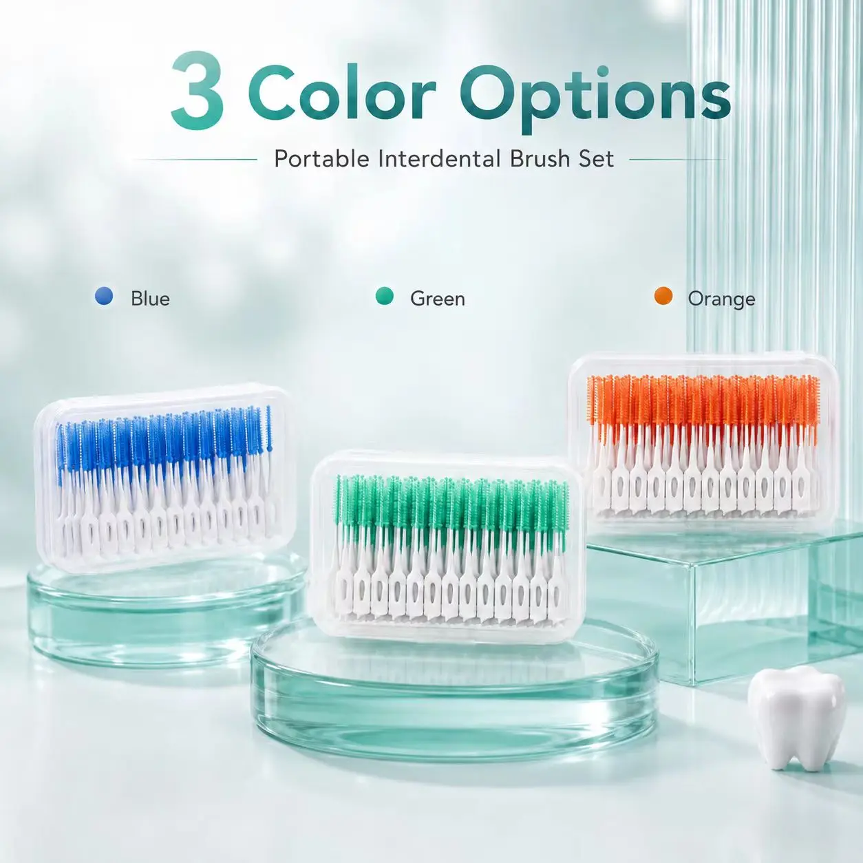 100Pcs Disposable Soft Silicone Interdental Brushes I-Shape Adaptive Teeth Gap Cleaners Portable Dental Floss Picks
