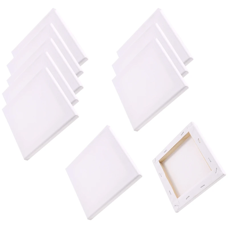 

10Pcs/Set 15Cm White Blank Art Boards Mini Stretched Artist Canvas Art Board Acrylic Oil Paint Wood+Cotton For Artwork Painting