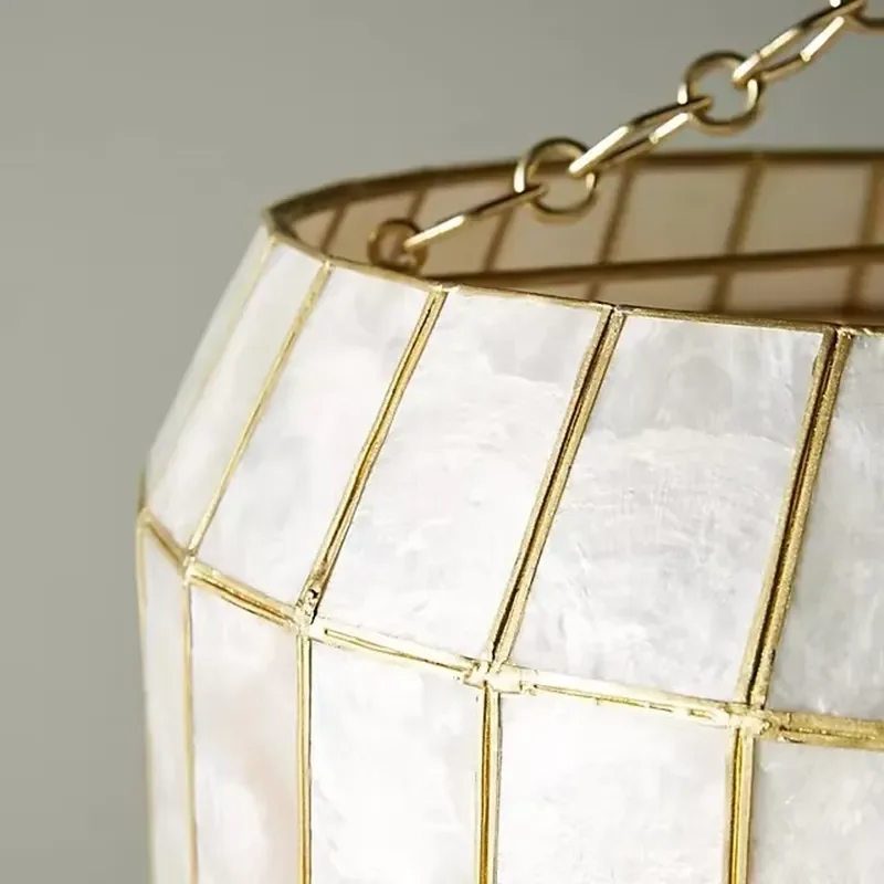 Modern American Light Chandelier Dining Room Living Room Hotel Home Decoration Gold Double-layer Seashell Pendant