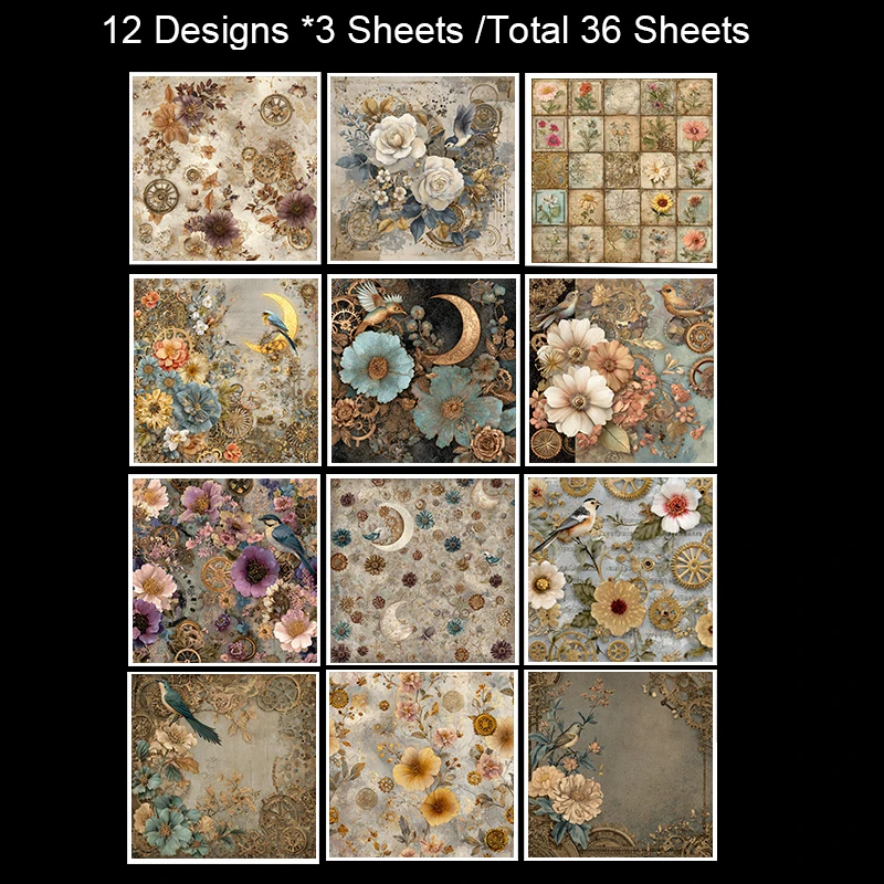 36 vellen 6 "x 6" plakboekpapierpakket: handgetekende doodle-patronen voor scrapbooking, origami en creatieve kaarten maken