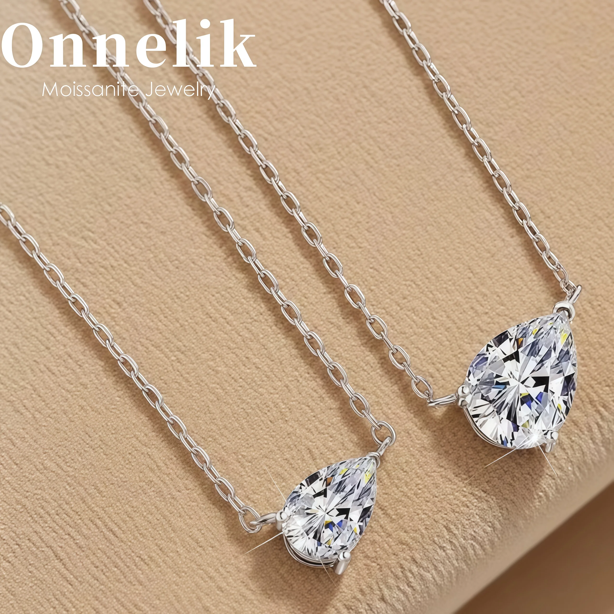 

Onnelik 1/2/3 карата Муассанит Маркиза/груша/овал кулон ожерелье из стерлингового серебра 925 пробы для женщин классические универсальные ювелирные изделия подарок