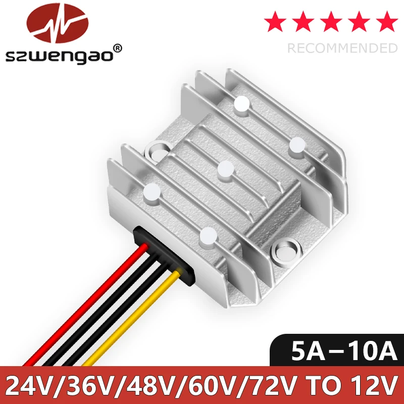 szwengao 24V 36V 48V 60V to 12V 5A 10A 20A Step-down DC DC Converter 72V-12V Voltage Regulator Buck Car Golf Carts Power Supply