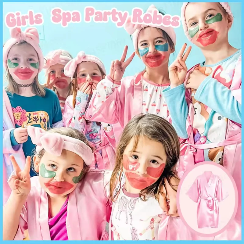 

6-15Pcs Multicolors Spa Robes for Girls Spa Birthday Kimono for Girls Soft Silk Satin Slumber Sleepover Pyjama Party Supplies