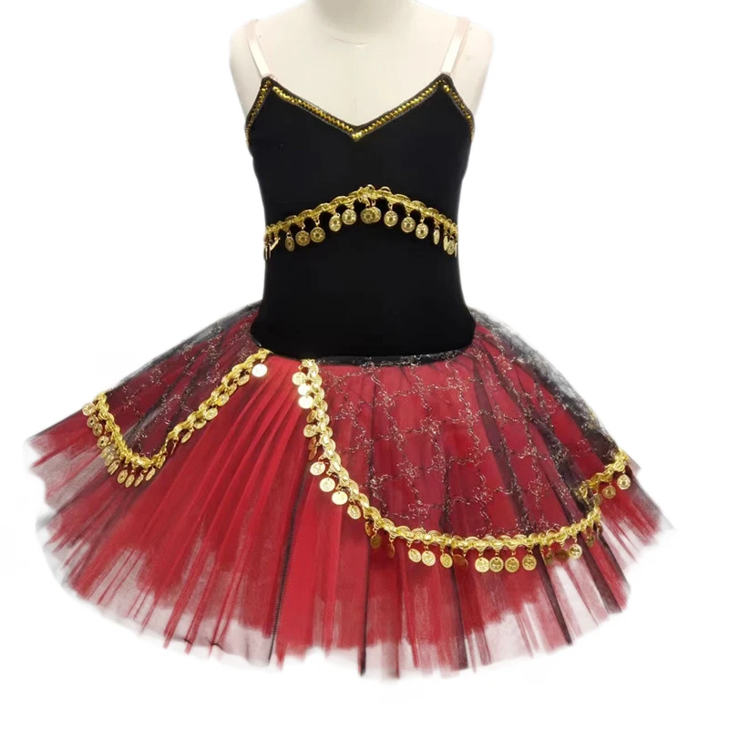 Rot/grün Ballerina Kleid Mädchen Ballett Rock langes Tanz kleid für Kinder Frauen Performance Kostüme Mädchen Schlinge Bauchtanz