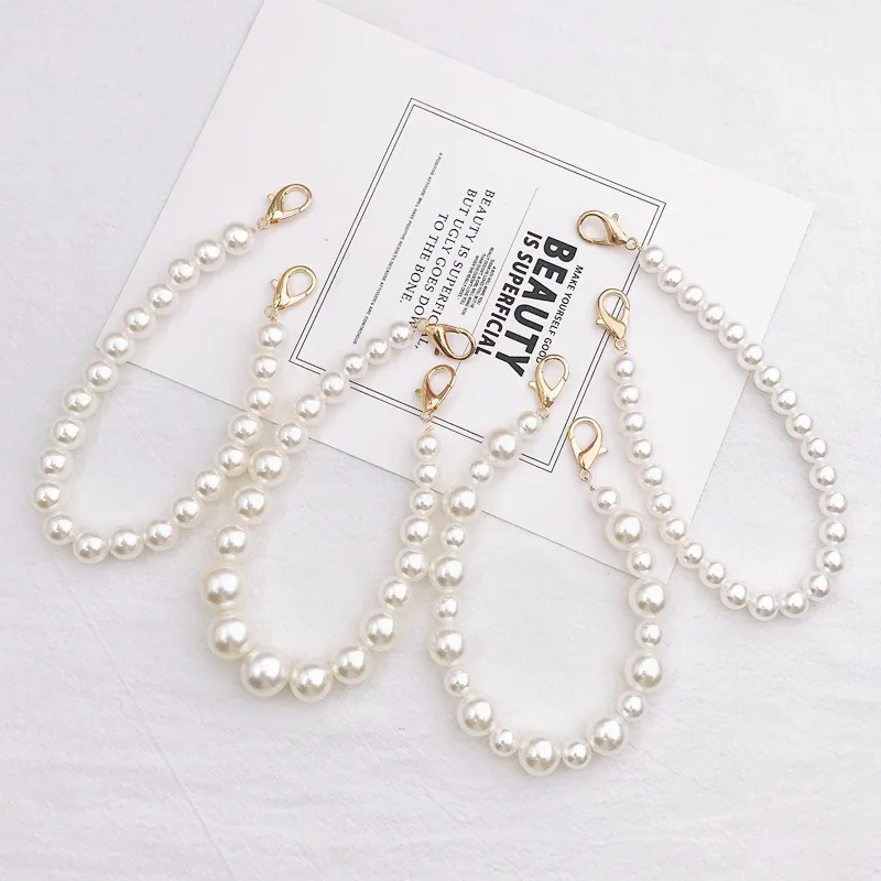 Creative Simple White Pearl Mobile Phone Chain Lanyard For Women Girls Anti-Drop Phone Case Chain Charm Jewelry Accessories