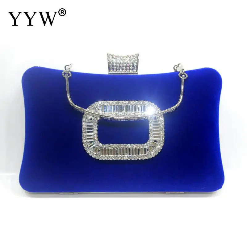 Royal Blue Clutch Bag Women Luxury Rhinestone Box Shape Top Handle Female Evening Purses And Handbags Wedding Party Dress Purse