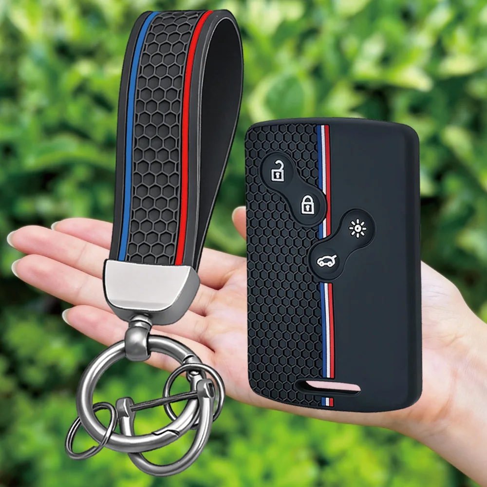 Keychain for Renault Duster Kaptur Clio Captur Logan Megane 2 3 Laguna Fluence Zoe Koleos Scenic Silicone Car Key Cover Case