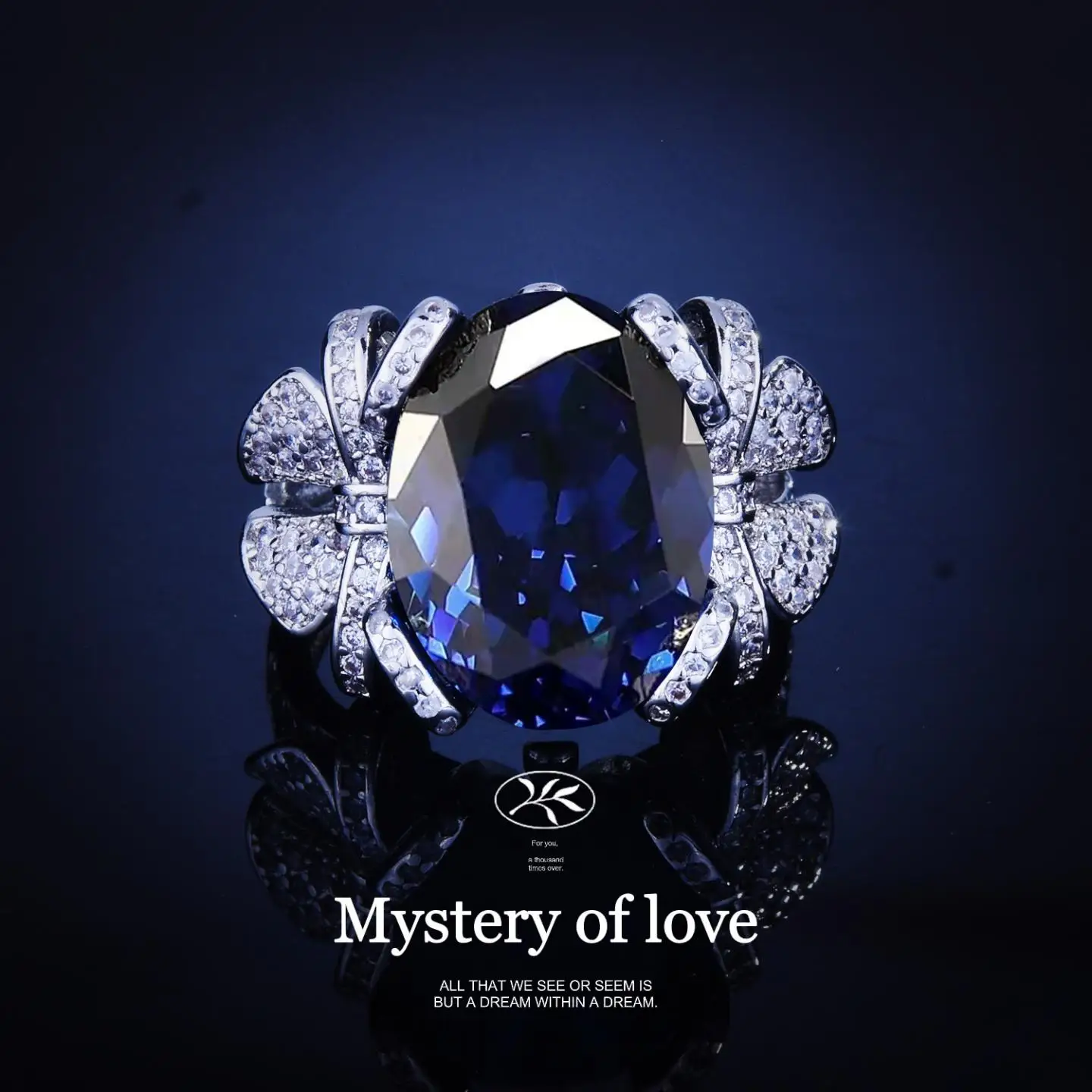 

Open Ring Royal Sapphire Knot Design Color Gemstone Ring Elegant Fashion Jewelry Copper Plated Gold