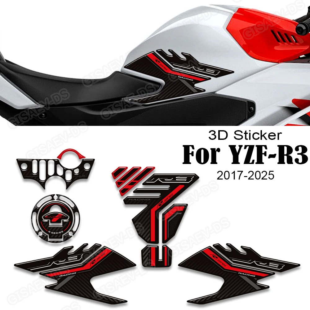 For YZF-R3 YZF R3 YZFR3 2217 -2025 2026 Motorcycle Triple Tree Yoke Cover Protector Tank Pad Sticker Decals