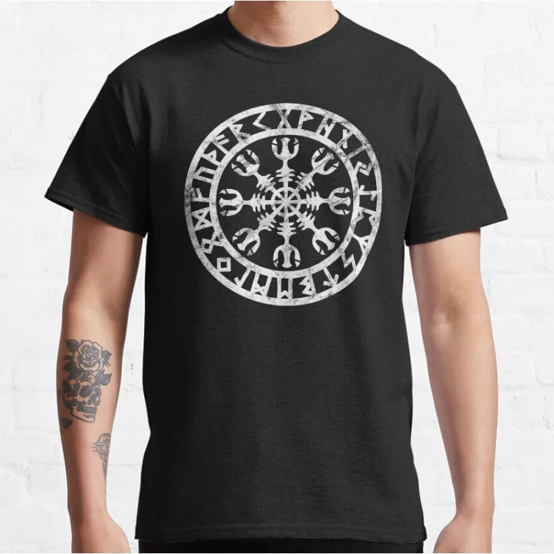 

Aegishjalmur Nordic viking symbol helm of awe Norse mythology Gift t shirt for man Large size Tops 100% cotton printed Clothes