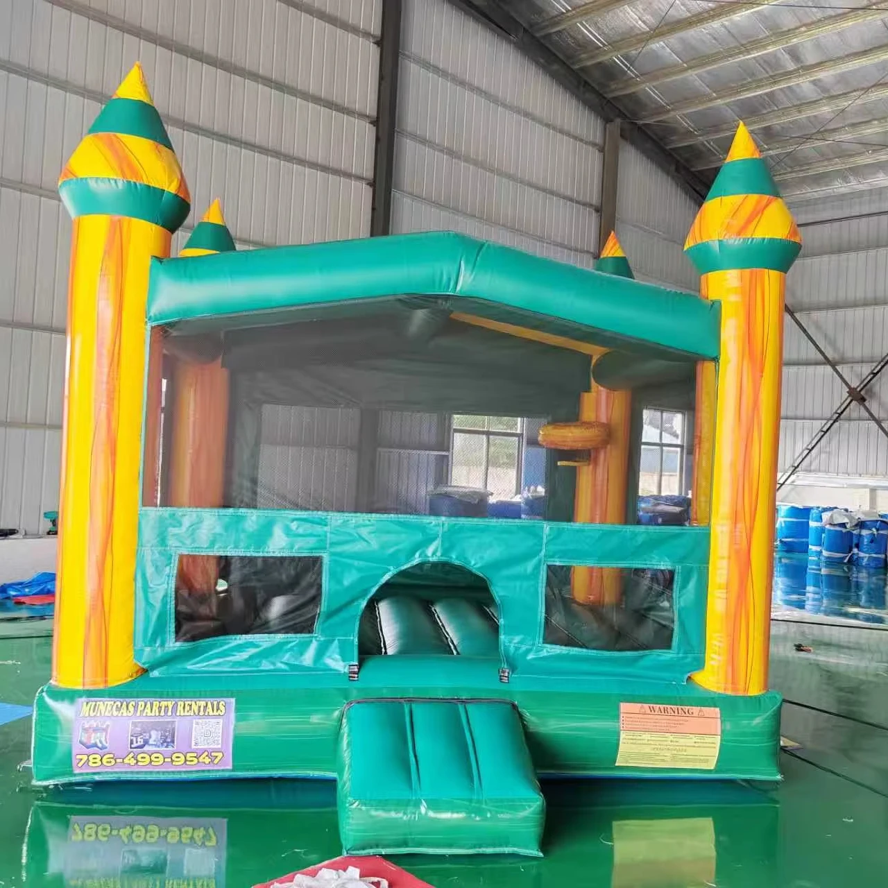 Customized Outdoor Inflatable Castle, Green Children's Inflatable Trampoline, Playground Exclusive.