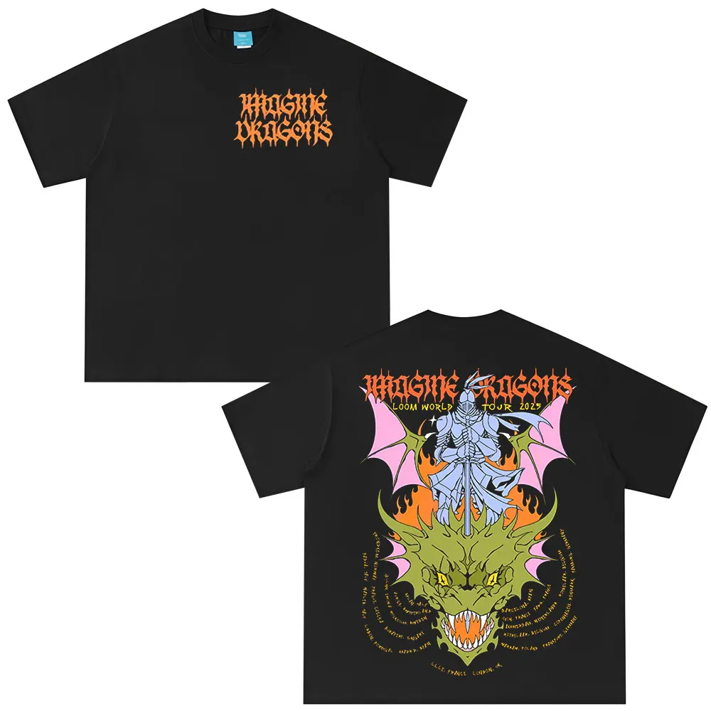 

Imagine Dragons Band Loom World Tour 2025 T Shirt Men Women Clothing Rock Punk Gothic T-shirt Casual Cotton Oversized T-shirts