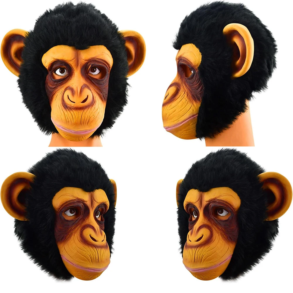 Cute Gorilla Big Ears Monkey Mask Funny Animal Halloween Cosplay Party Full Face Mask Eco Friendly Latex Masquerade Collectible