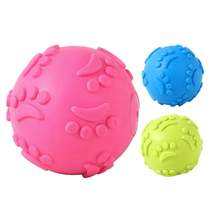 Dog Chew Squeaky Toy Ball Squeaker Chew Ball Toy Latex Indestructible Outdoor Squeak Dog Toys For Small Medium And Large Breeds