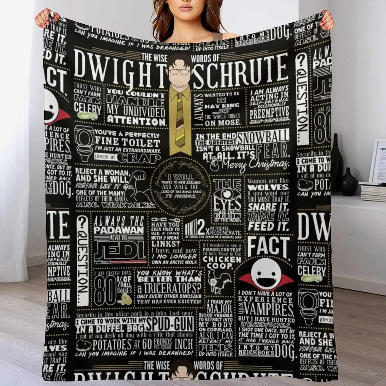 

The Wise Words of Dwight Schrute (Dark Tee) Throw Blanket Summer Decorative Beds Sleeping Bag Moving Blankets